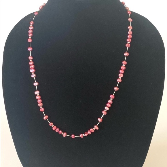 925 Necklace Dyed Pink Fresh Water Pearls - Picture 9 of 9